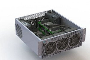 Close-up of high-performance mining rig maintained under top-tier Japanese hosting services
